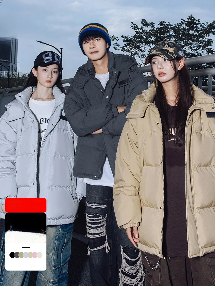 

Rampo Thiened Winter Puffer Jaet with Hood for Men Youth Faionable Windproof Warm Outerwear Polyester Fiber White Du ...