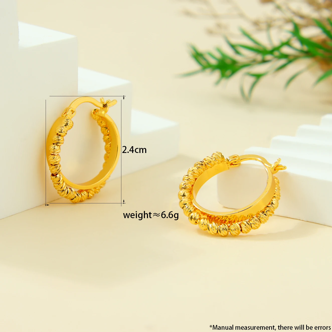Arabische Mode Clip-Ohrringe 21k Vergoldet Dubai Hochwertige Quadratische Perlen Kreisförmige Ohrringe Oman Frauen Hochzeit Party Schmuck – Detail 12