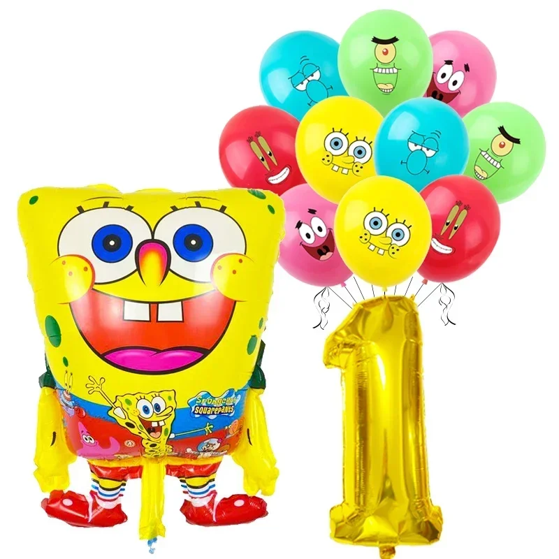 Spongebob Child Party Birthday Balloon Set Patrick Star Foil Number Latex Balloon Baby Shower Party Decorations Supplies Globos