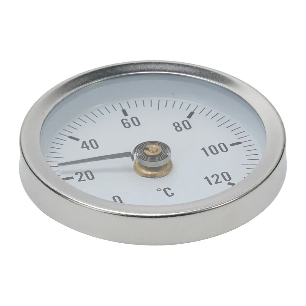 Bimetal Pipe Thermometers Galvanized Steel Heating Pipe Industrial Pipeline Measuring Rohrthermometer Round Stainless Steel 63mm