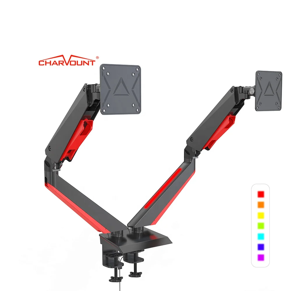 Gaming Monitor Arm With LED Light Single Monitor Desk Mount Bracket Suit For  Gaming Table PC Desk