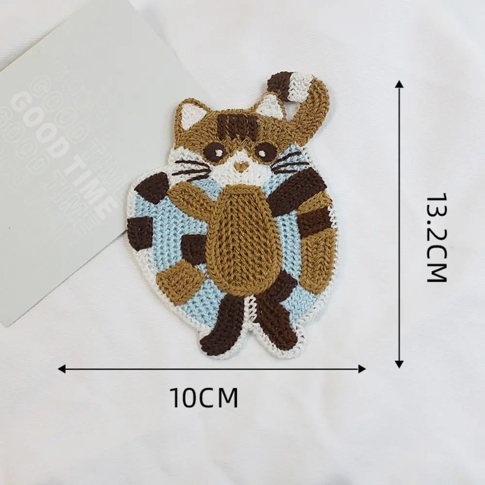 New Knitted Knitted Coasters Anti-slip Handmade Cup Pad Cat Shape Table Mat Home Decoration