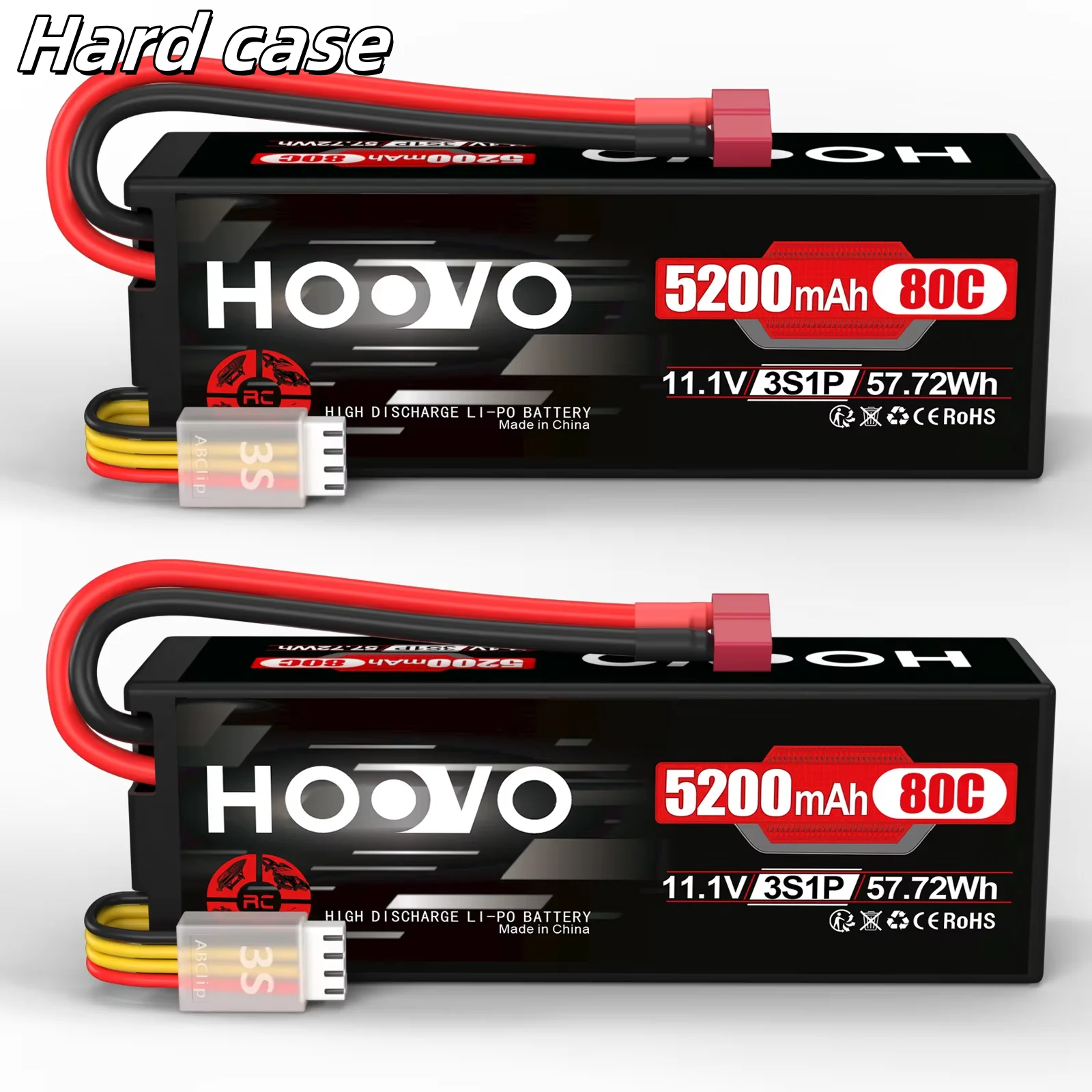 2PCS HOOVO 2S 3S 4S 6S RC Lipo Battery 7.4V 11.1V 14.8V 22.2V 5200mAh with T XT60 XT90 EC5 Hard Case/Soft Case For RC Toy Parts image 3