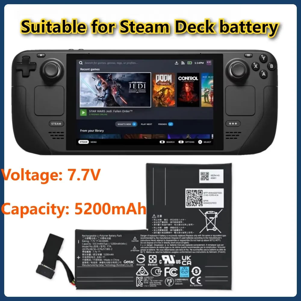 

7.7V 5200mAh F7A Battery for Steam Deck Game Console Accessories, Steam Deck Handheld Console Battery +repair Tool