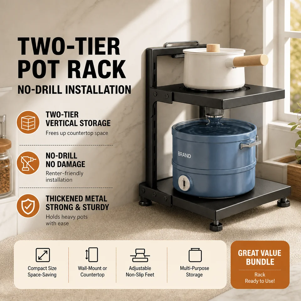 Height Adjustable Stainless Steel Kitchen Storage Rack
