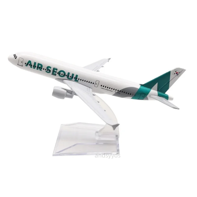 A320 Air Seoul Airways 16CM Metal Replica Aircraft Model Air-bus 320 Scale 1/400 Model Planes With Landing Gear Aviation Simulat