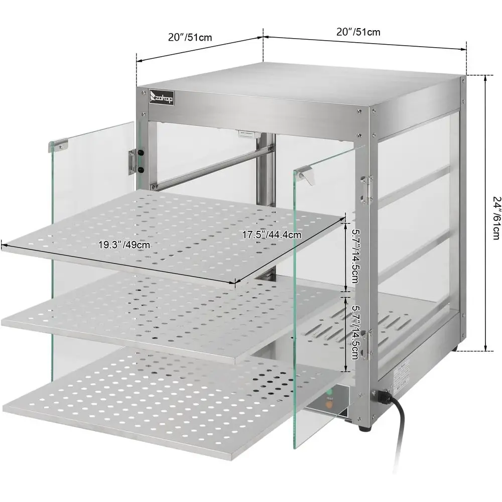 3 Tier Commercial Countertop Pizza Warmer,Glass Food Warmer Case,Electric Buffet Server and Food Warmer view 2