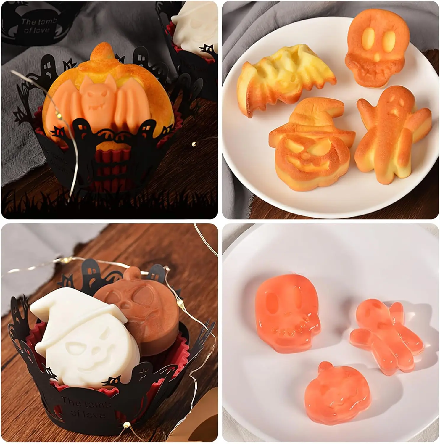 2PS  Halloween Scary Pumpkin Silicone Mold Ghost Hat Skull  Cube Chocolate Food Baking Tray Mold Cookie Biscuit Cake Baking Mold