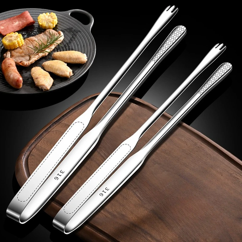 Extended Barbecue Clip Home Creative 316 Stainless Steel Save Labour Barbecue Steak Clip Thickened Anti-slip Kitchen Food Clip