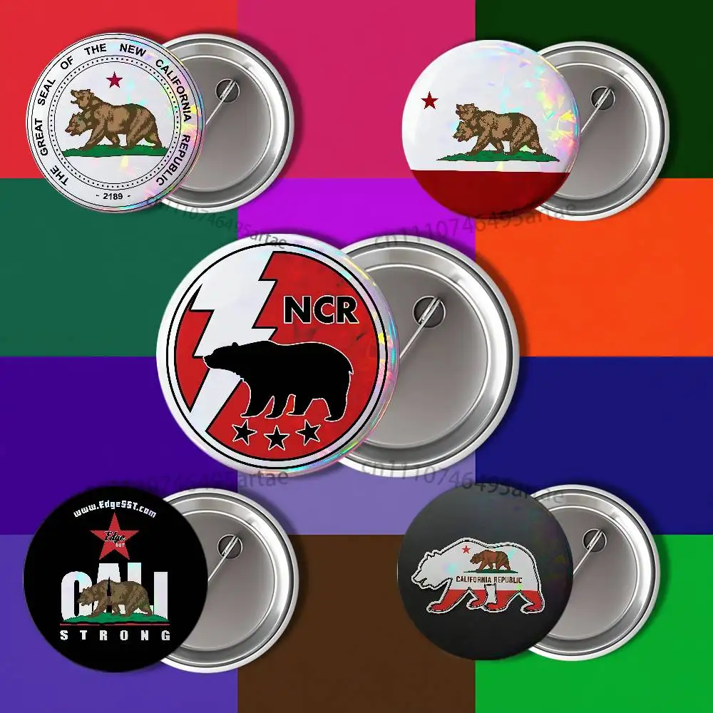 NCR New California Republic Flag Insignia Badges25 32 44 58 75mm Round Cosplay Decor Fans Collect Friends Gifts Brooch Souvenir