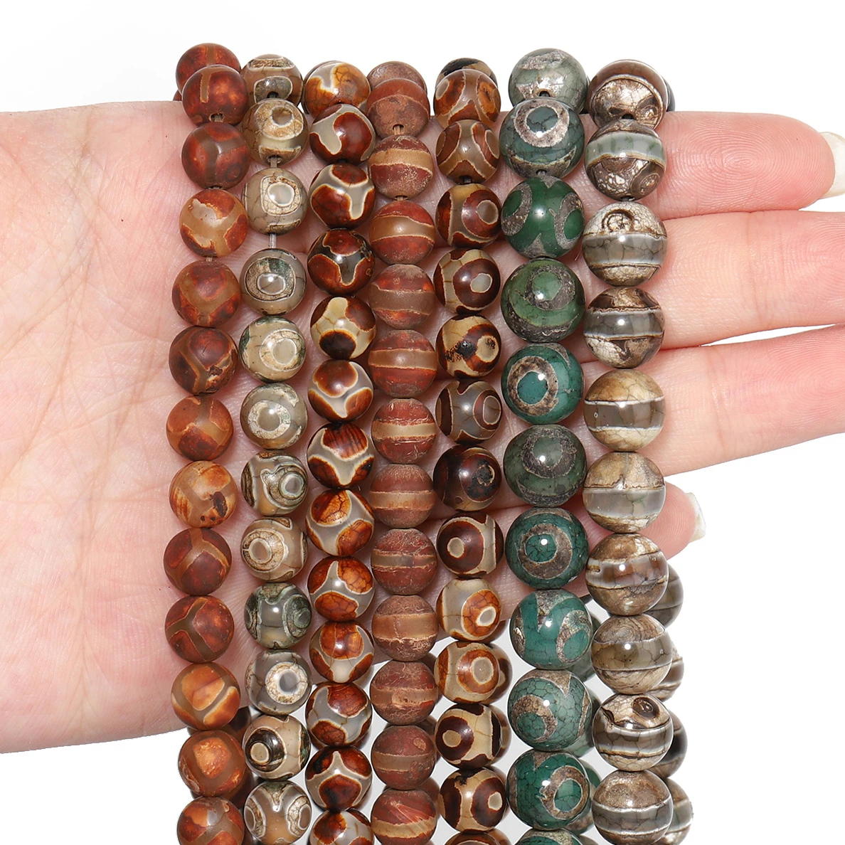 Natural Stones Tibetan Dzi Agate Beads Prayer Mystical Ancient Round Onyx Bead for Jewelry Making DIY Vintage Bracelet Accessory