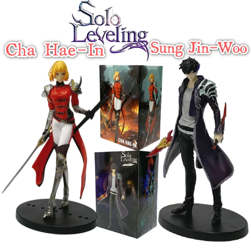 20cm In Stock Solos Levelings (Anime Version) Figure -Sung Jinwoo Cha Hae-In Action Model PVC Collect Statue Anime Ornament Gift