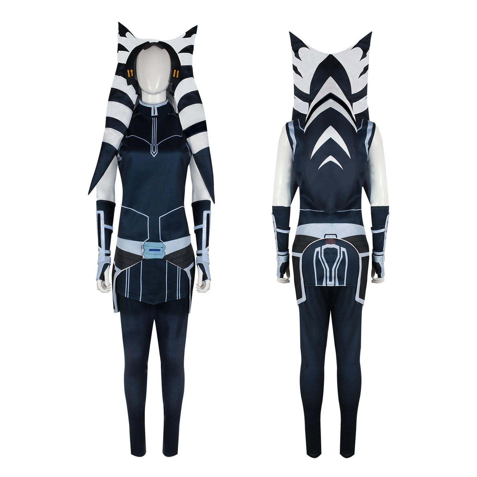 Costume de cosplay Ahsoka Tano pour adulte, ensemble complet, tenue de carnaval d'Halloween |   Costume de Padawan d'Anakin de la Guerre des Clones avec coiffe