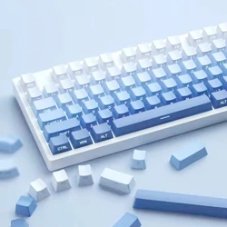 136 Key Gradient Blue Side Printed PBT Keycaps Shine Through Cherry Profile Double Shot Backlit Key Cap For Mechanical Keyboard