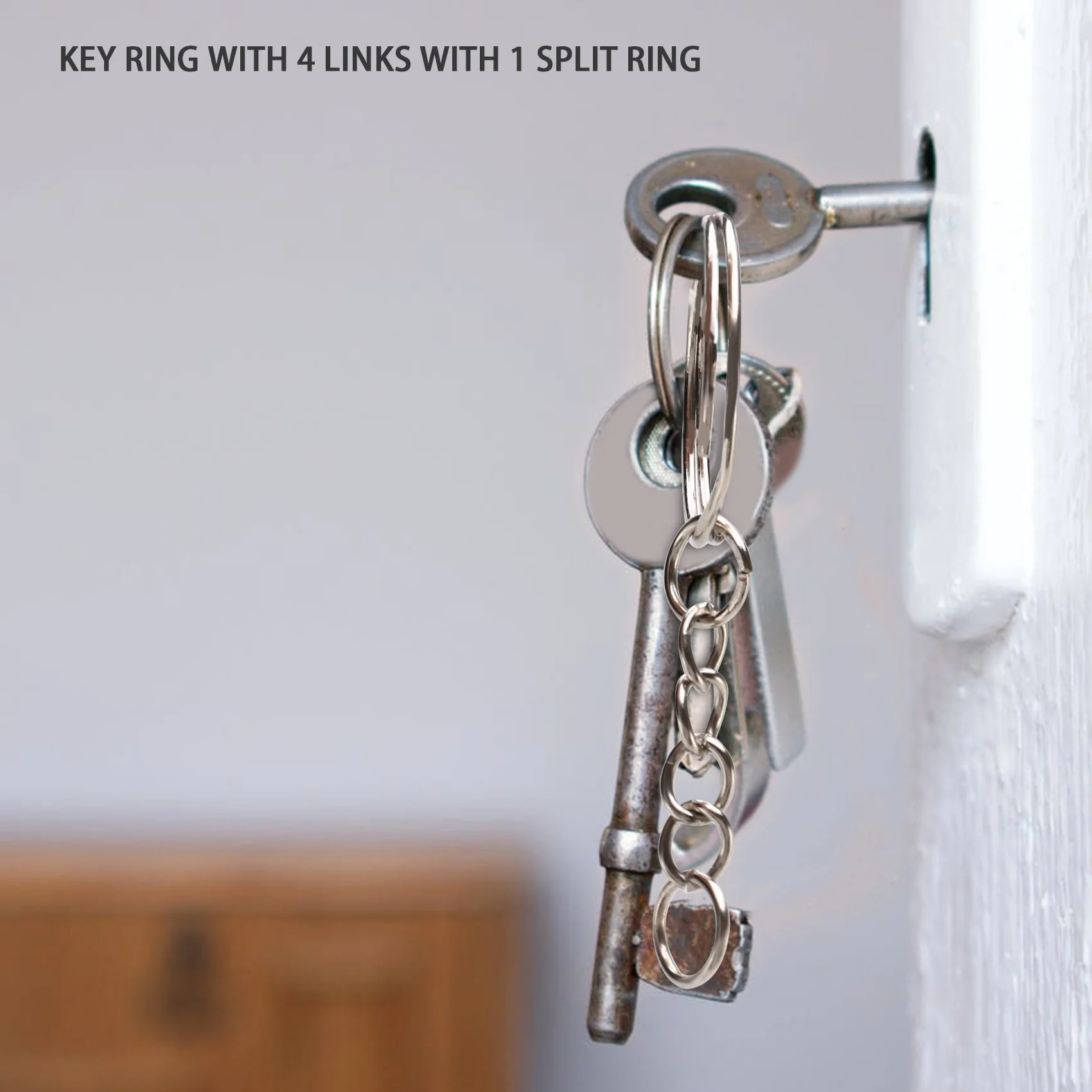 ABMR-200Pcs حلقات سلسلة مفاتيح مقسمة مع سلسلة حلقة مفاتيح فضية وحلقات قفز مفتوحة بالجملة للحرف اليدوية DIY (1 بوصة/25 مم) #5