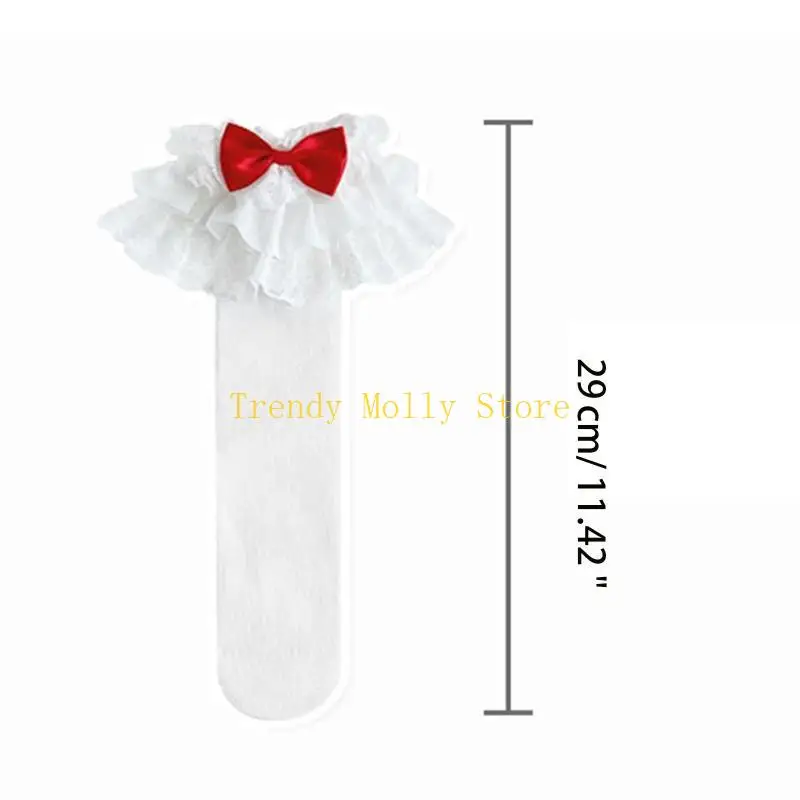 N5kb enfants bébé filles gothiques genoue hautes chaussettes vintage multi-couches en dentelle à volants doux bonbons