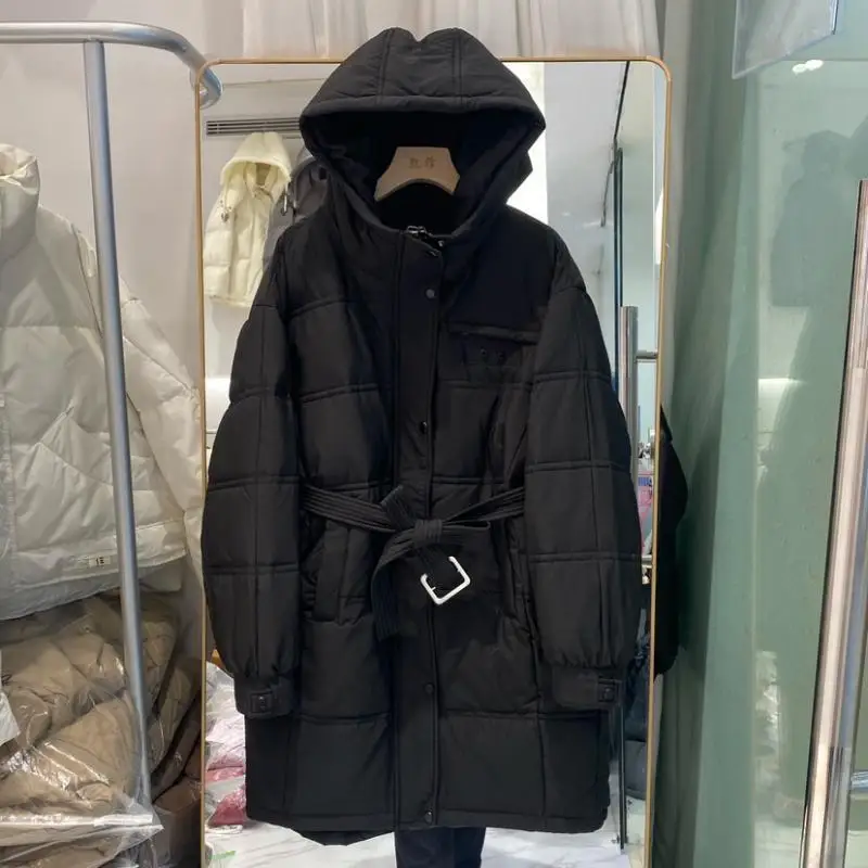 2025 invierno nueva chaqueta de plumón para mujer Sudadera con capucha holgada para ir al trabajo Parkas a prueba de viento de plumón de pato blanco