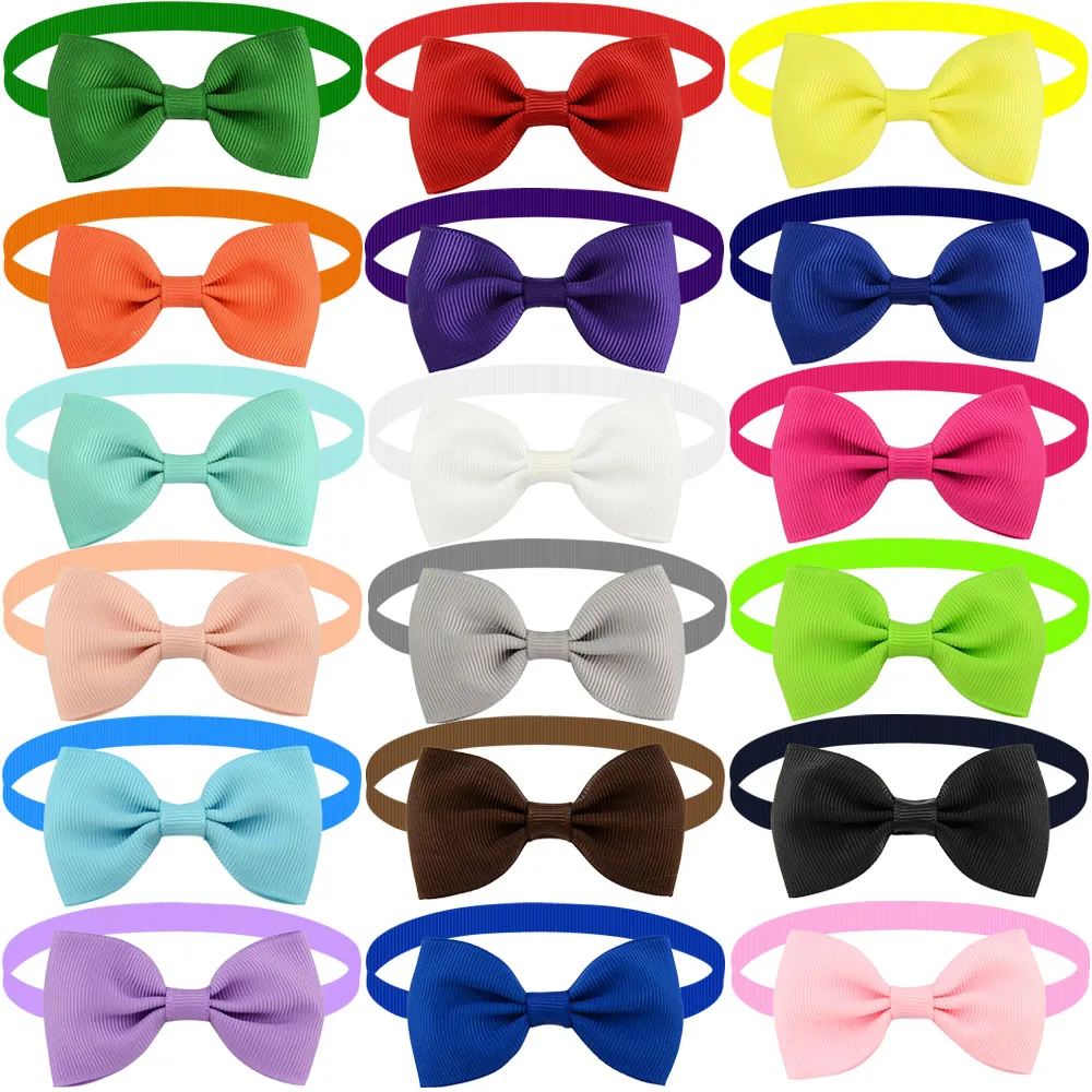 Wholesale 50/100 pcs/lot Mix Colors Dog Bow Tie Adjustable Pet Dog Cat Neck Ties Puppy Kitten Bowties Pets Grooming Accessories