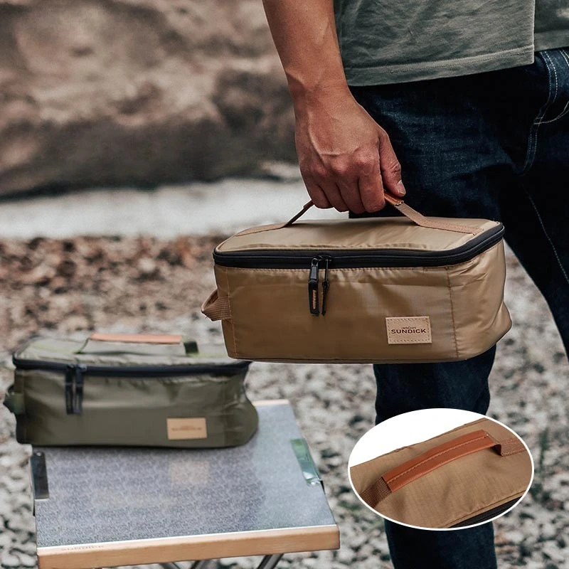 

All-in-One Camping Kitchen Organizer - Waterproof Storage Bag for Utensils, Stove&Canisters, Multi-Compartment Tote with Handles