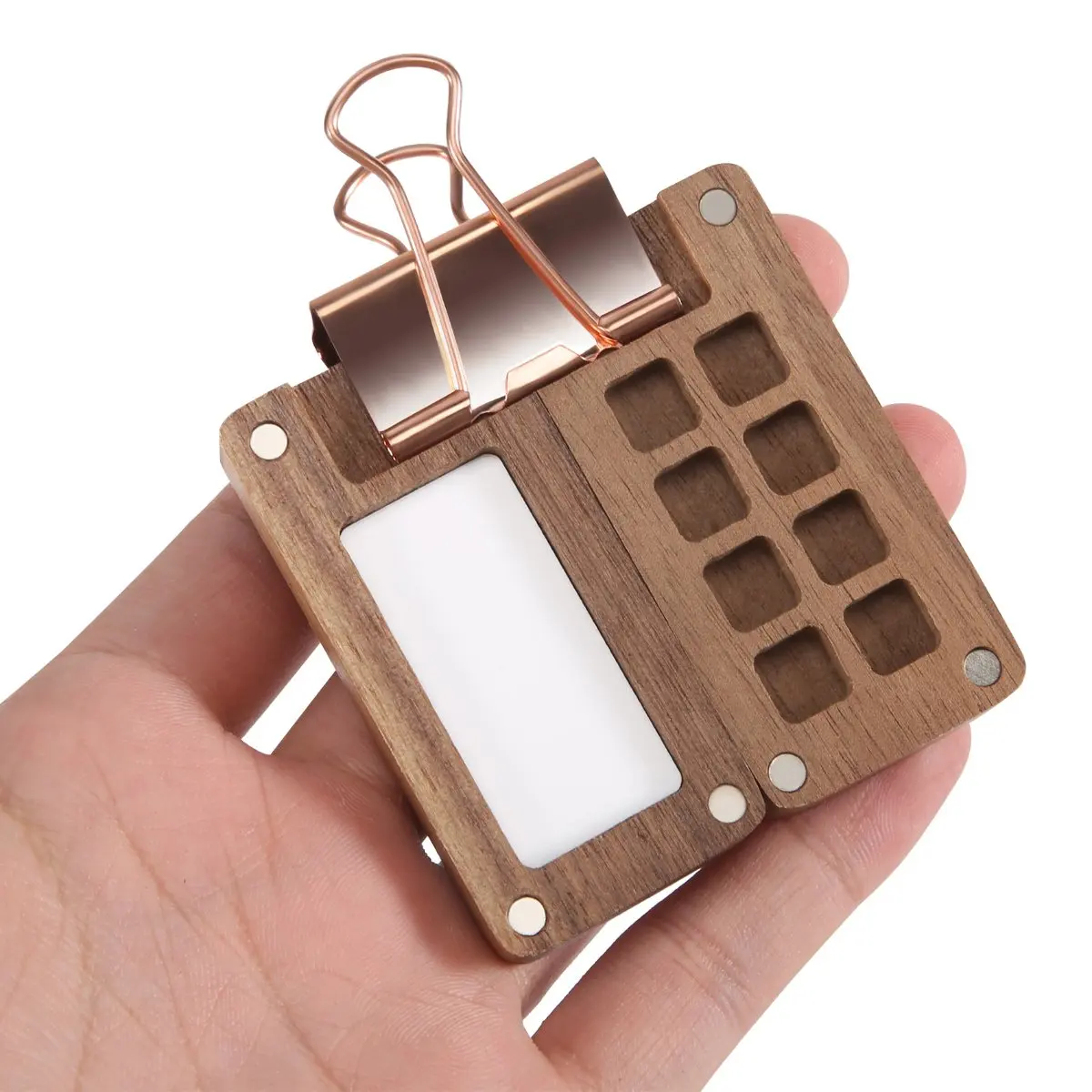 NEW HOT In Stock-8 Grid Portable Sketchbook Palette, Wooden Colour Palette Box, Mini Travel Paint Tray Box With A Clip (Without