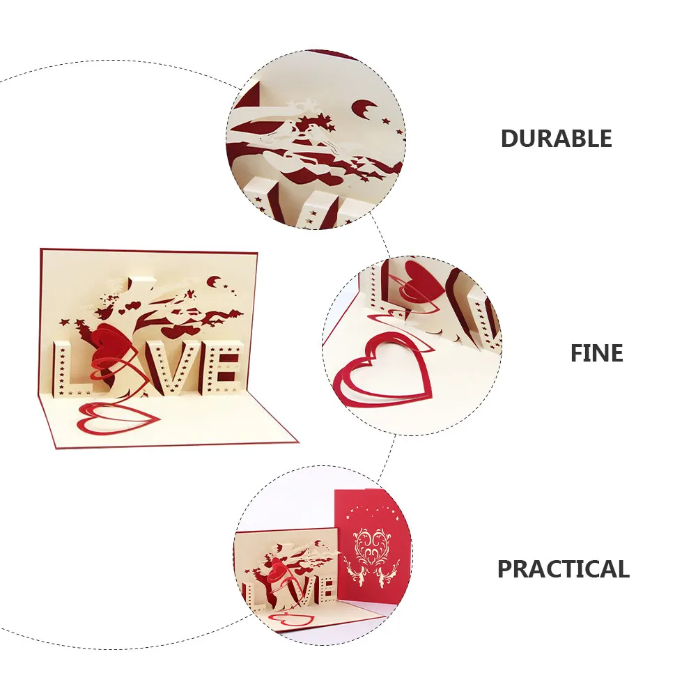 

1Pcs Love Tree Greeting Card 3D Valentine's Day Card Premium Paper DIY Heart Pattern Blessing Message Invitation Gift