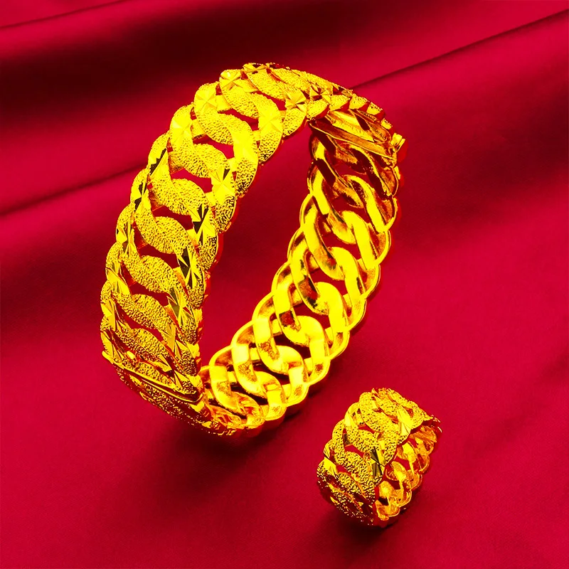 

Роскошный женский браслет с пряжкой из чистого золота 24 карата 9999, модный браслет с закрученной пряжкой