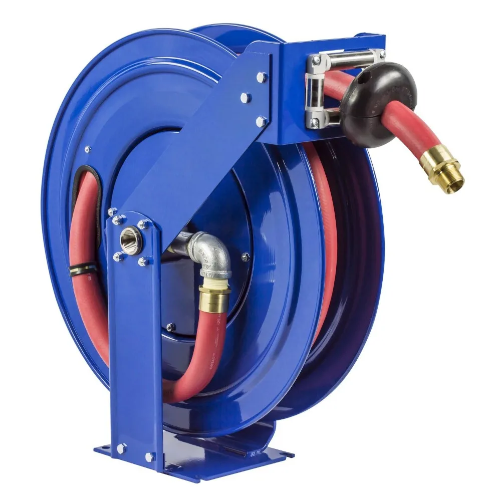 

Retractable Fuel Hose Reel, T-Fuel Series 1” x 50', 300 PSI-Easy-Maintenance Design with Brass Swivel and Multi-Position Mount