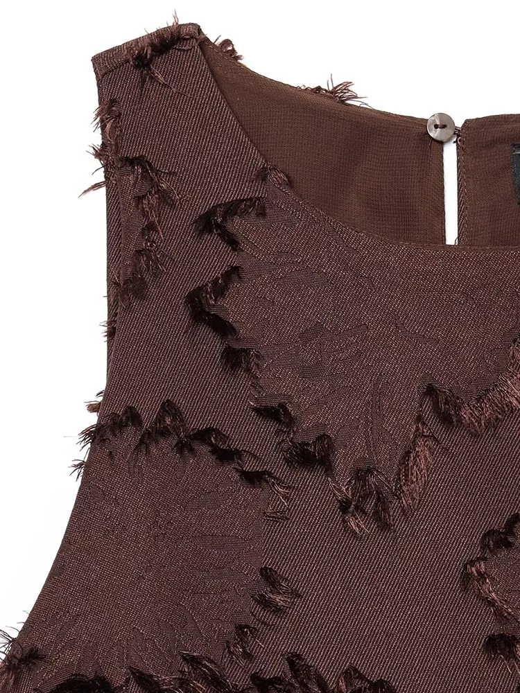 BWQ 2025 ฤดูร้อนผู้หญิงชุดมินิแฟชั่นแขนกุด O-คอด้านข้างซิปหญิง Elegant Street Tank Dresses เสื้อผ้า