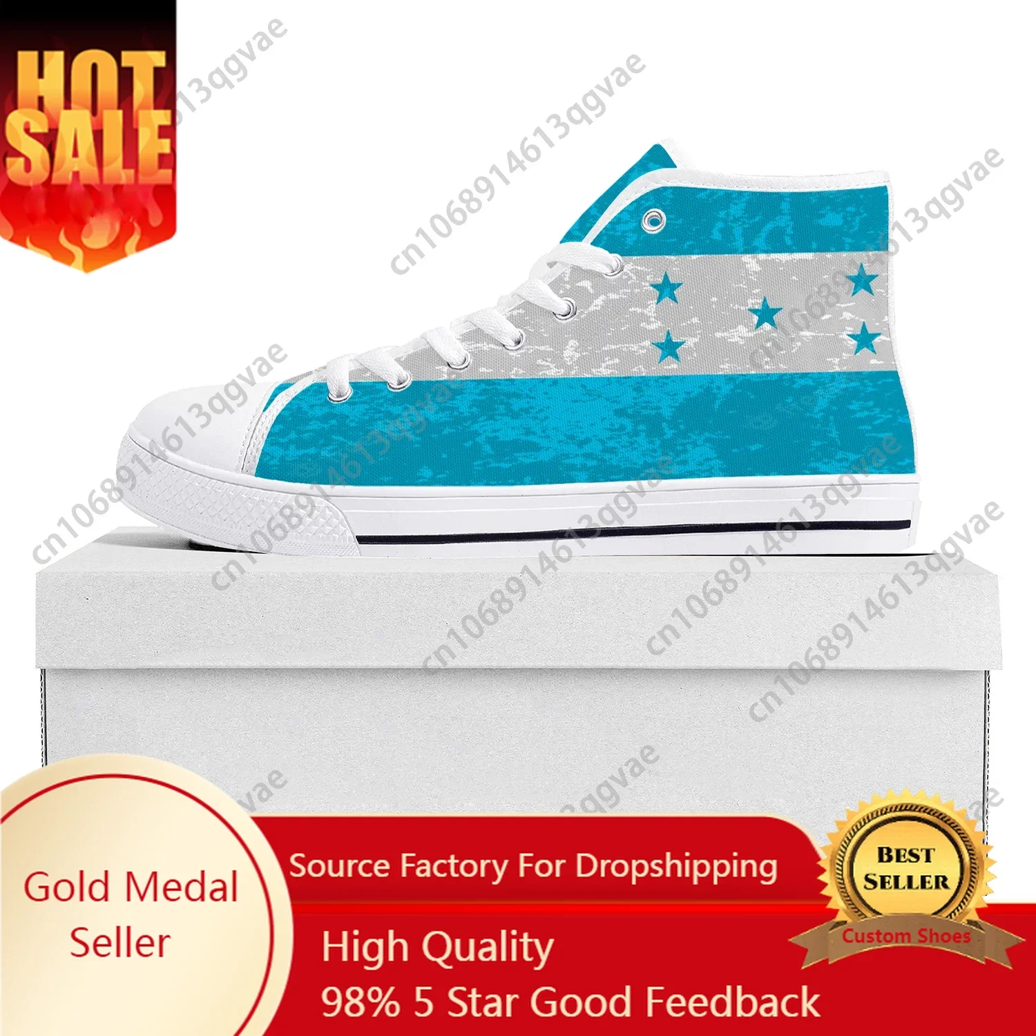 Zapatillas de deporte de lona con bandera hondureña para hombre y mujer, zapatos informales de alta calidad para adolescentes, calzado personalizado para parejas