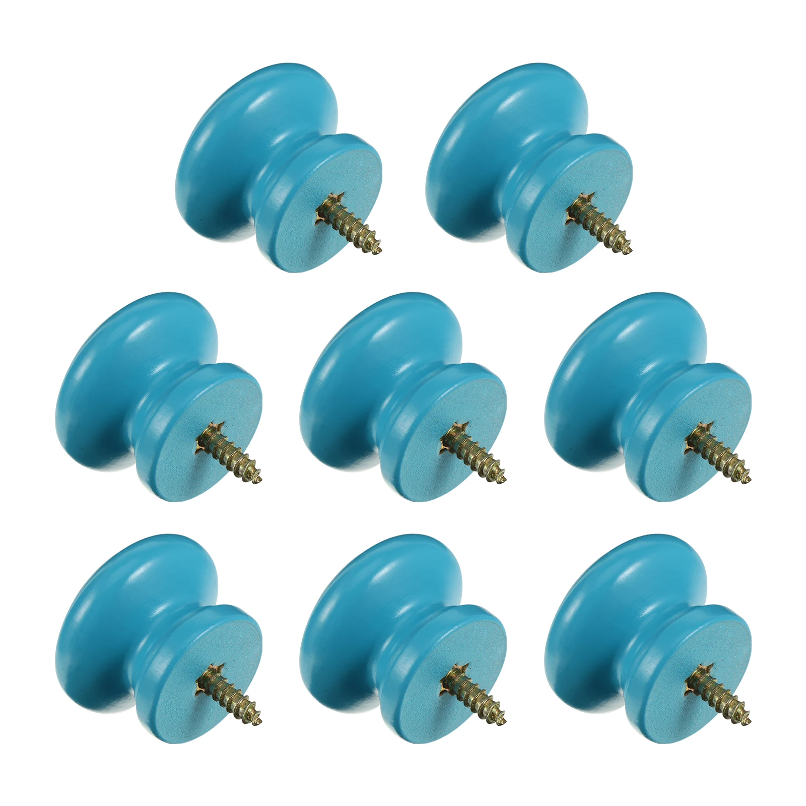 

8 Pcs Single Hole Solid Wood Handle Drawer Knobs Boho Cabinet Nursery Handles Furniture Dresser Blue Pulls