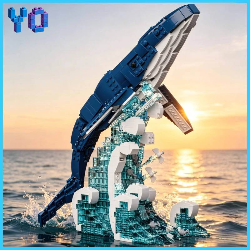

66197 Blue Whale Marine Animal Model Children's Educational Assembly Building Blocks Toy