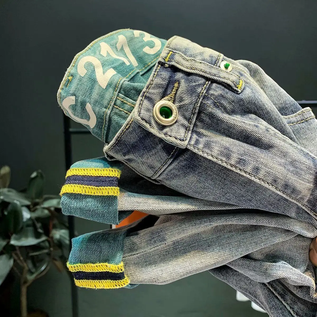 جينز جينز غير رسمي على الطراز الكوري للرجال ، جينز ضيق بقصة ضيقة ، بنطلون مرن ، مصمم أسود ذكر ، فاخر ، الصيف ، #2