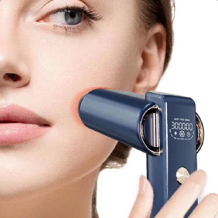 

Portable Painless IPL Epilator with 300,000 Flashes for Facial Hair & Skin Removal Includes Glasses & Shaver for Household Use