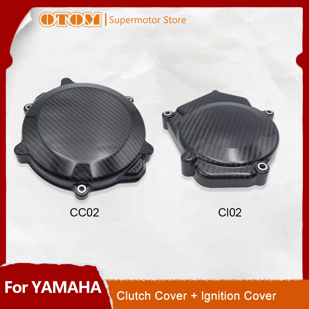 

OTOM Motorcycle Clutch Cover-CC02/Ignition Cover-CI02 Carbon Fiber Black Protection For YAMAHA YZ250 YZ250X Motocross Accessory