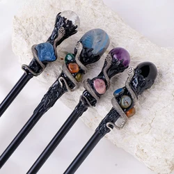 Reiki Energy Natural Crystal Magic Wand Raw Mineral Quartz Obsidian Amethyst Healing Pointed Stick Ornament Halloween Gift