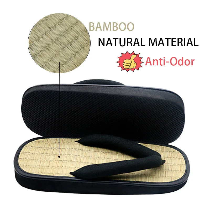 Bamboo Japanenes Shoes for Women House Tatami Slippers Platform Straw Flip Flops Wicker Sandals Woman Summer 2024 Comfortable