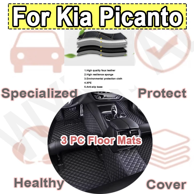 

Luxury Leather Car Floor Mats For Kia Picanto Morning Grand Eko Taxi JA 2012~2017 5door Anti-dirty Car Mat Car Accessories Mats