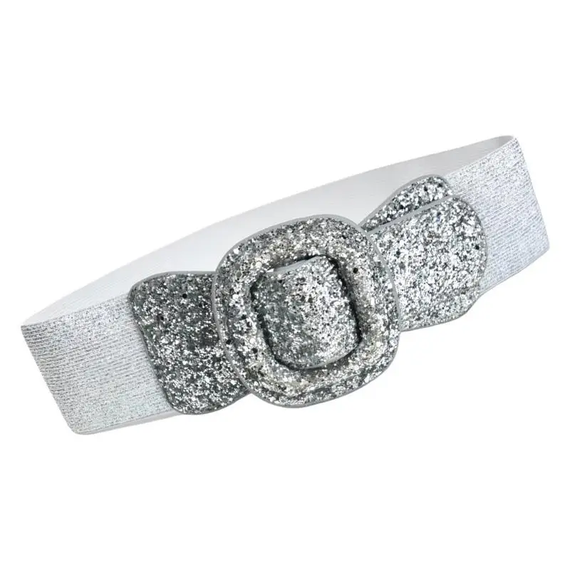 

31BB Sparkly Waist Belt Glitter Corset Wideband Grunge Belt Modern Elastic Belt