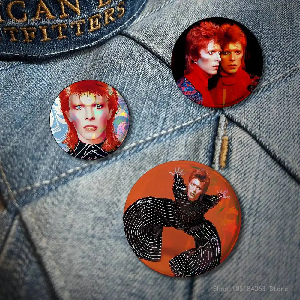 D-David Cool B-bowie Laser reflective round badges pins bag clothing decorations collectibles gifts for friends