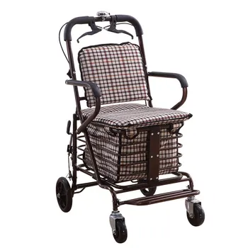 高齢者向けの折りたたみ式ウォーキングショッピングカートシートは、4つのホイールで野菜を購入することができます