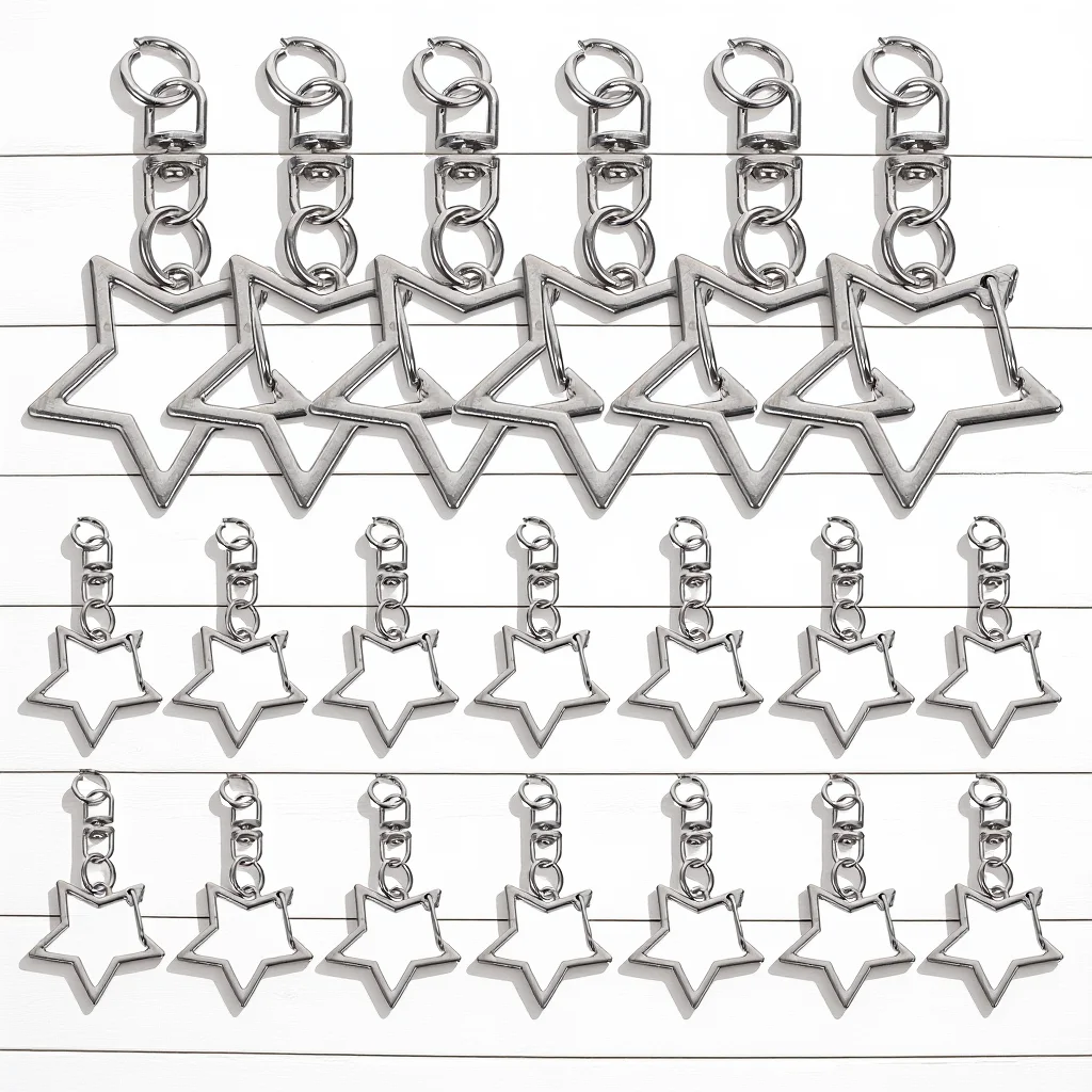 

60pcs Pentagram Keychain Metal Clasps Star Shape Snap Hooks Swivel Clips Diy Lanyard Pendant Hanging Buckles Key Rings Bulk