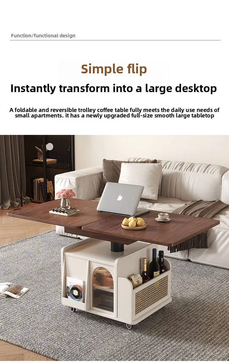 Folding side table movable lifting coffee table small apartment living room household sofa side cabinet multi-functional coffee