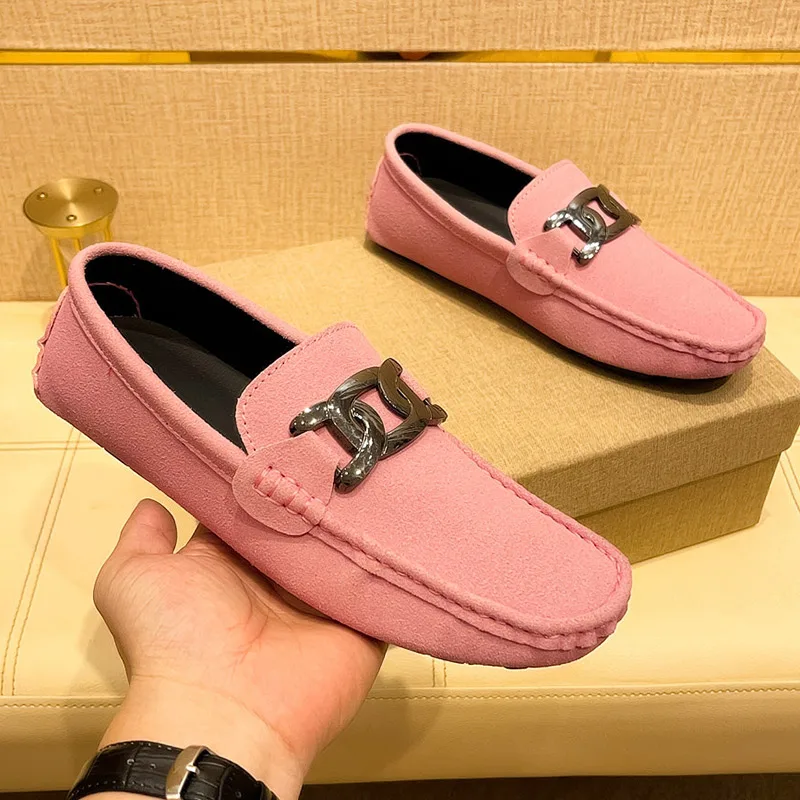 Men's Soft-Touch Metal-Accent Loafers Men's Casual Slip-On Driving Footwear, Men's Traction Sole Wear-Resistant Footwear