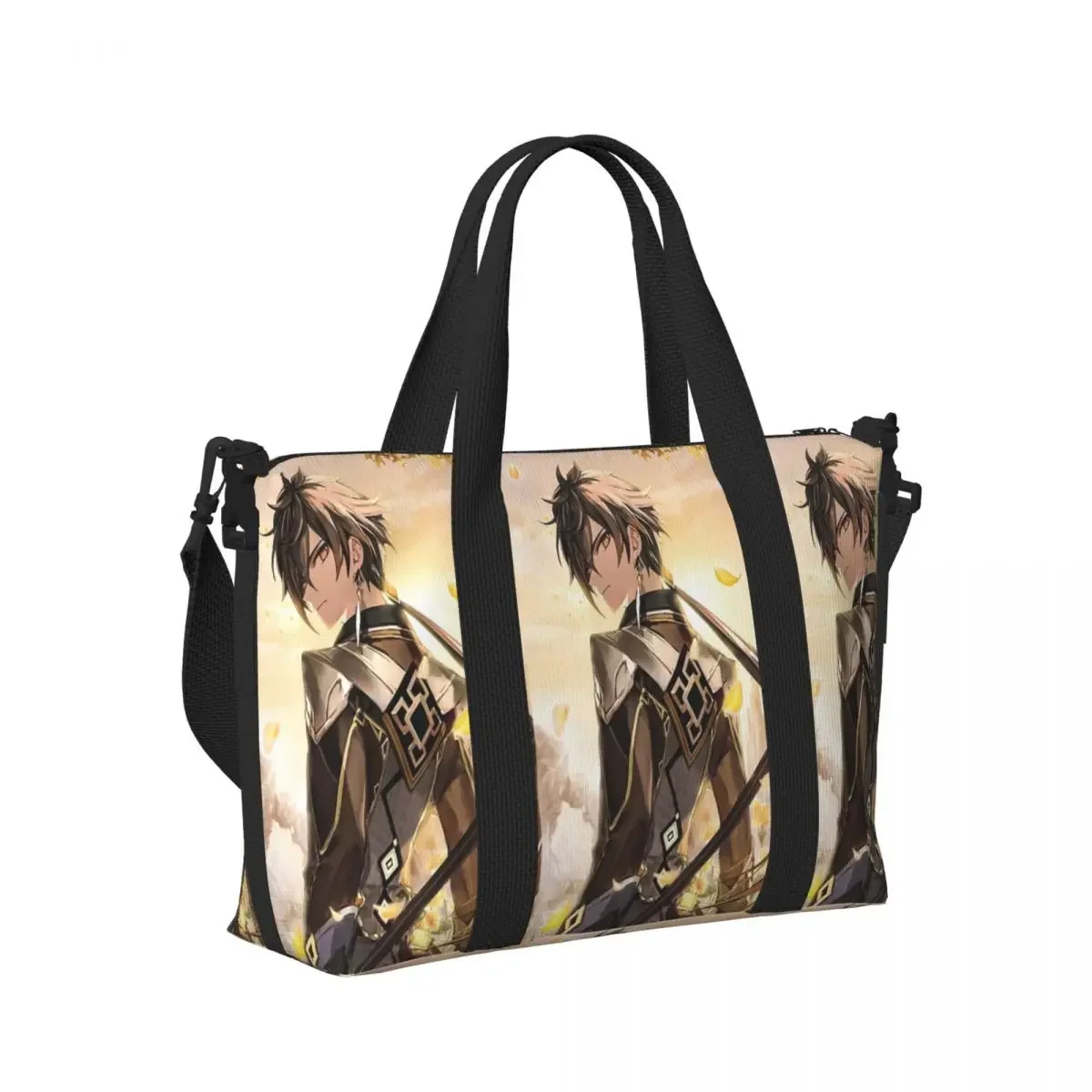 

Zhongli Genshin Impact Beach Travel Bag Large Capacity Tote Bags for Gym Sport Women Shopping Duffle Shoulder Bag