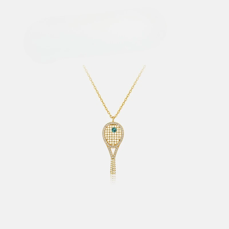 New S925 Silver Old Money Style Tennis Racket Pendant Necklace for Women 2026 New High-end and Niche Sports Girl Wedding Jewelry