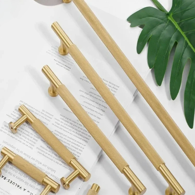 Creative New High End Cabinet Handle Modern and Simple Knurled Brass Handle Cabinet Door Light Luxury Shoe Cabinet Door Handles
