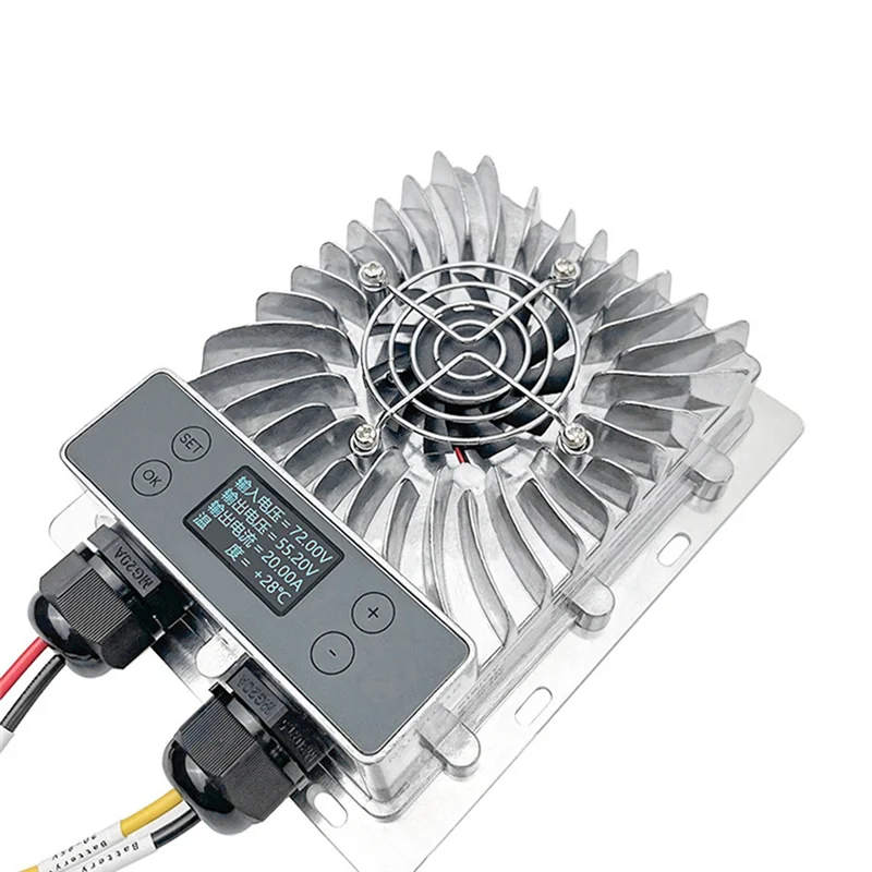 Controlador Solar MPPT con pantalla LCD, módulo reductor fotovoltaico eficiente ajustable de voltaje de 20-85V, requiere