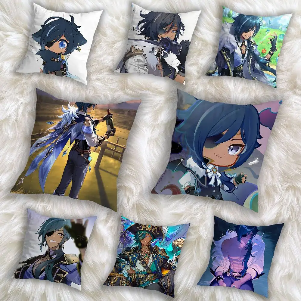 

Game Kaeya Genshin Impact Pillow Case Square Double-Sided Printing Short Plush Sofa Cushion Cover Bedroom Bedside Pillow