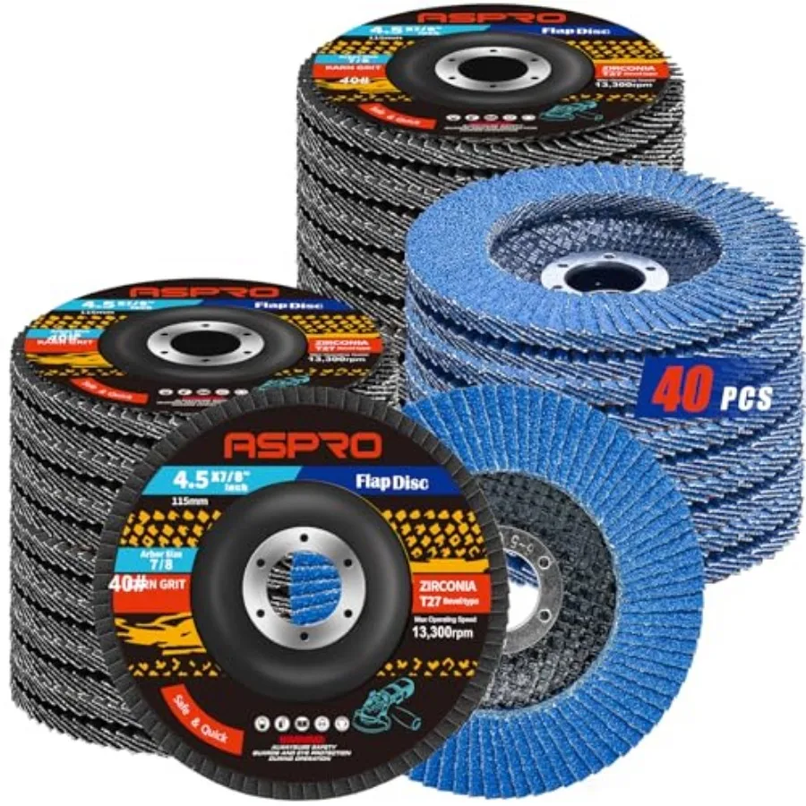 

Flap Discs 4 1/2 for Angle Grinder Flap Discs Zirconia Abrasive Grinding Wheel 4.5" x 7/8" T27 Flap Sanding Discs for Metal Woo