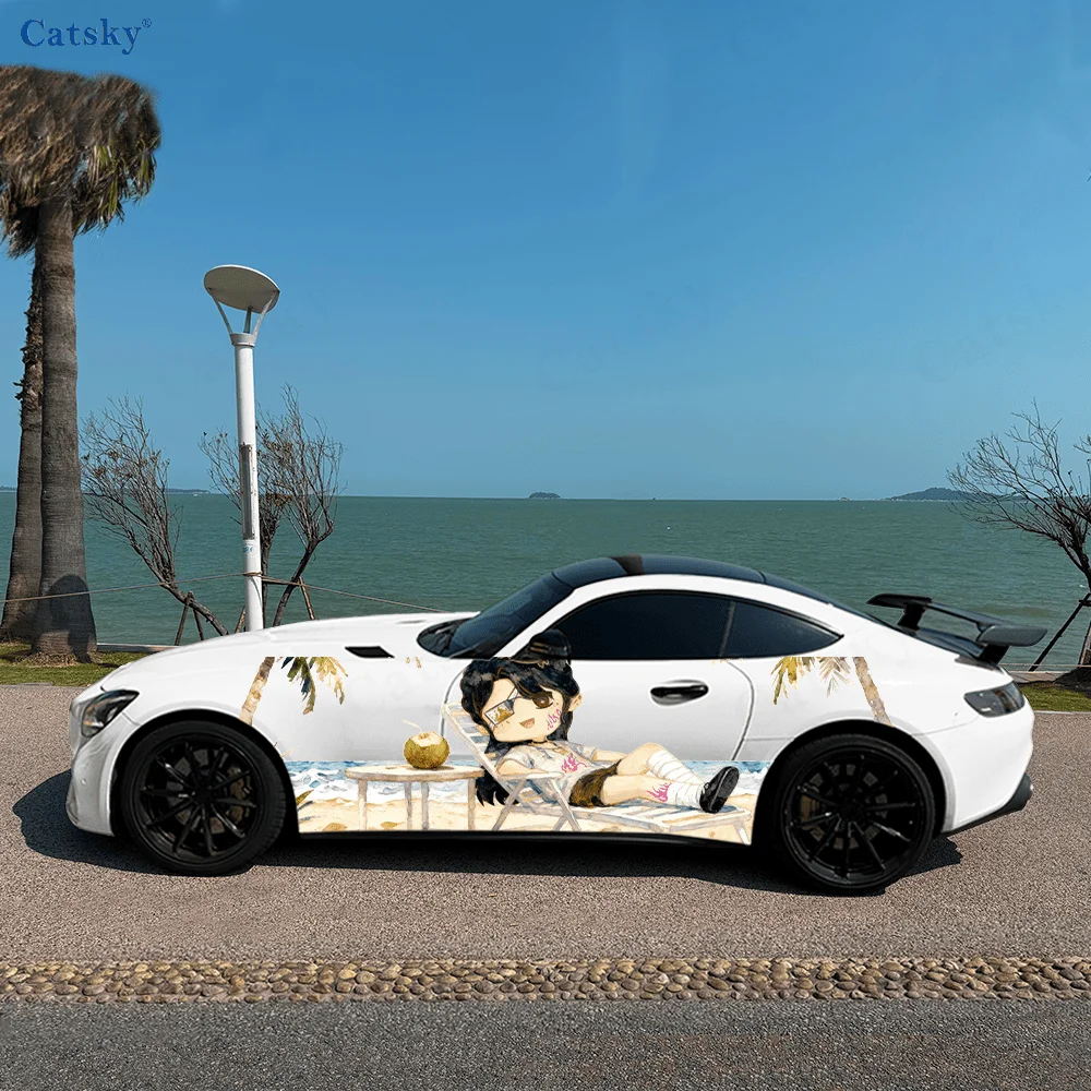 

Солнечная ванна, пляж, кокосовые пальмы, автомобильные виниловые обертки, самоклеящаяся наклейка из ПВХ, подходит для грузовиков, внедорожников, декор, автоаксессуары, подарок